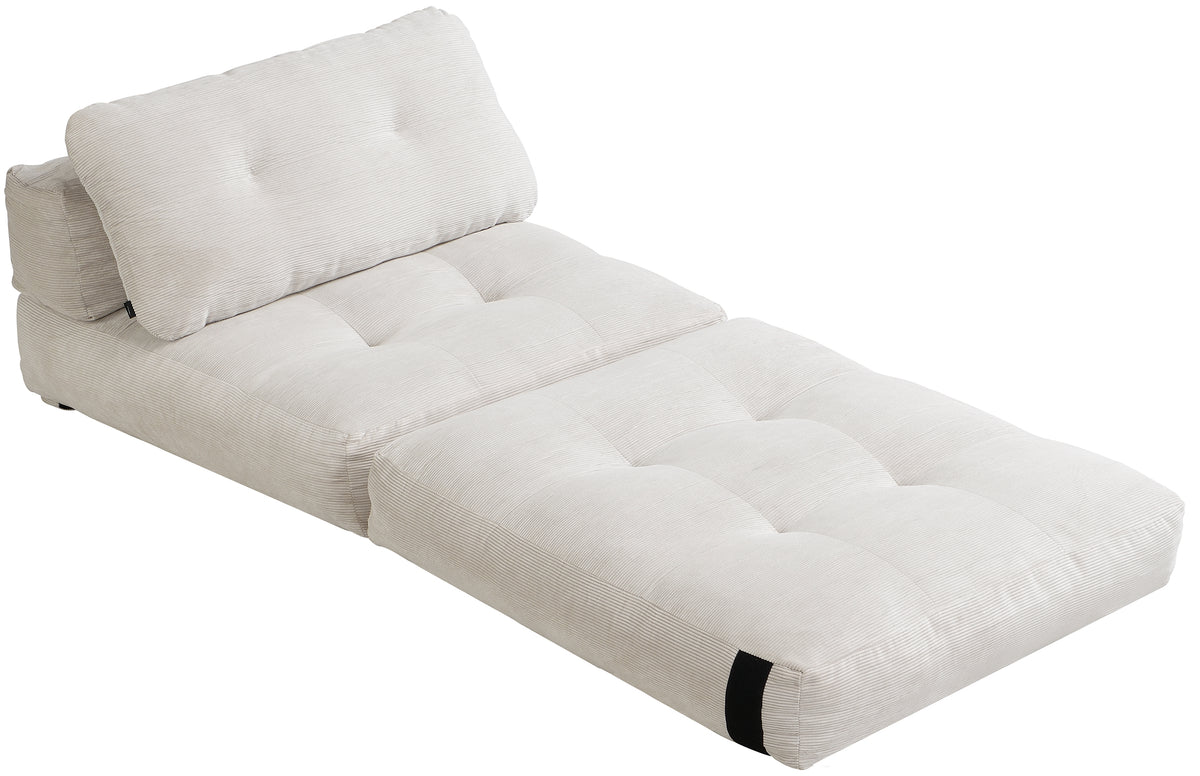 Fauteuil convertible Milessive en velours côtelé sable