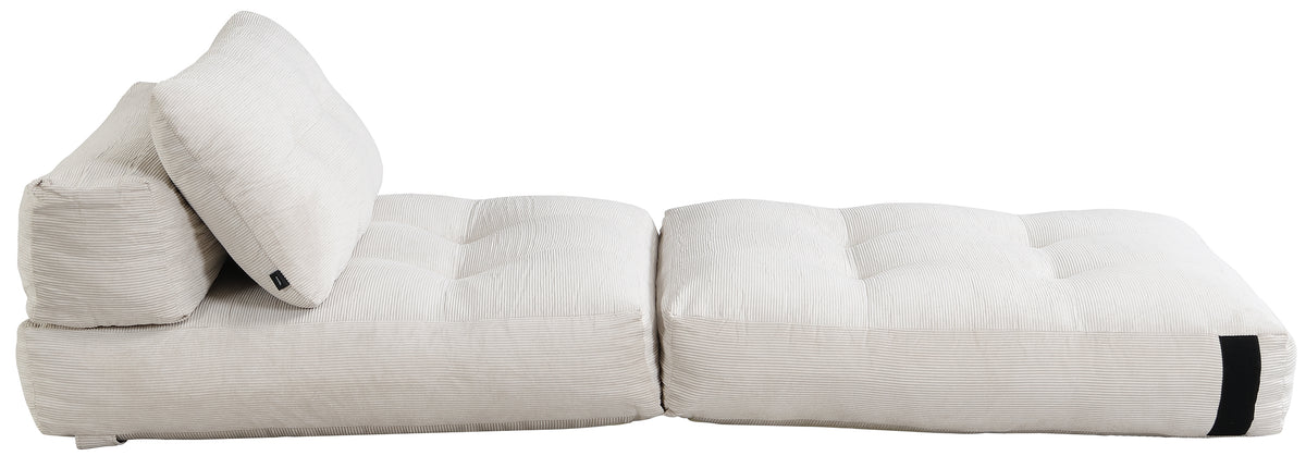 Fauteuil convertible Milessive en velours côtelé sable