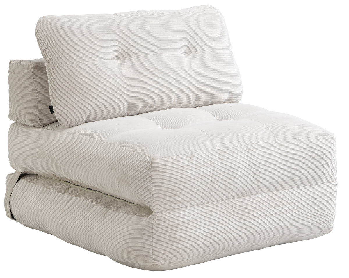 Fauteuil convertible Milessive en velours côtelé sable