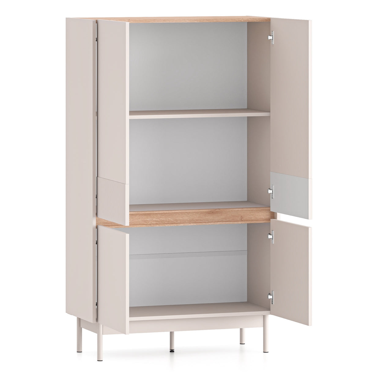 Commode haute quatre portes Dunea 92 cm cachemire/chêne