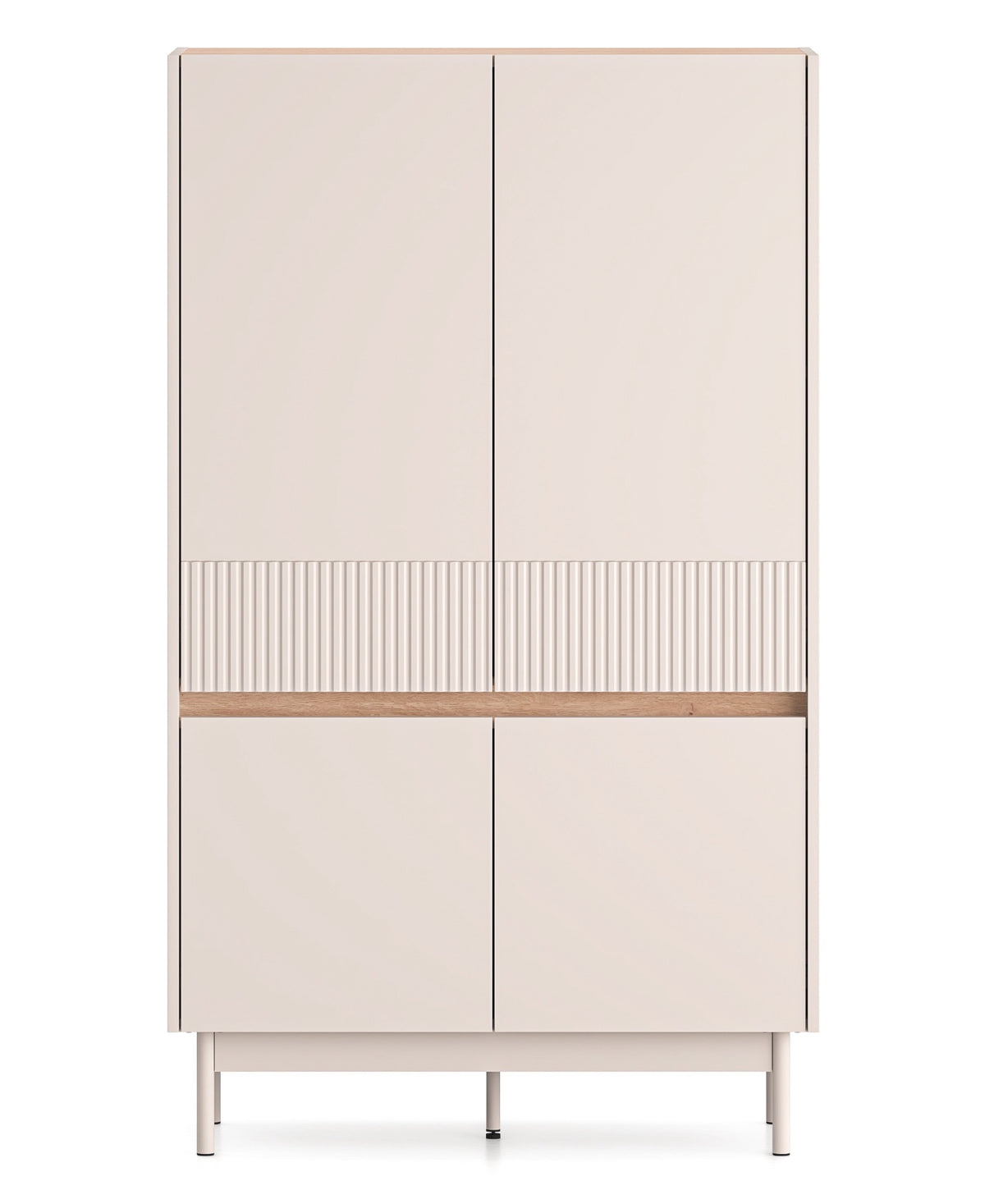 Commode haute quatre portes Dunea 92 cm cachemire/chêne