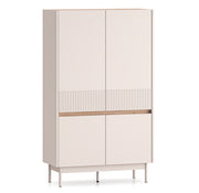 Commode haute quatre portes Dunea 92 cm cachemire/chêne