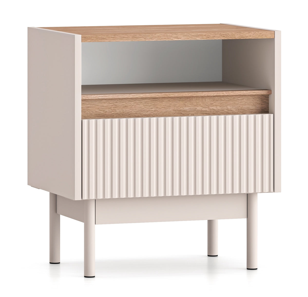 Table de chevet Dunea avec tiroir 50 cm cachemire/chêne