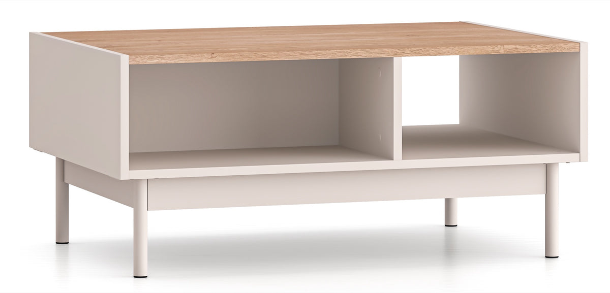 Table basse Dunea avec niches 90x60 cm cachemire/chêne