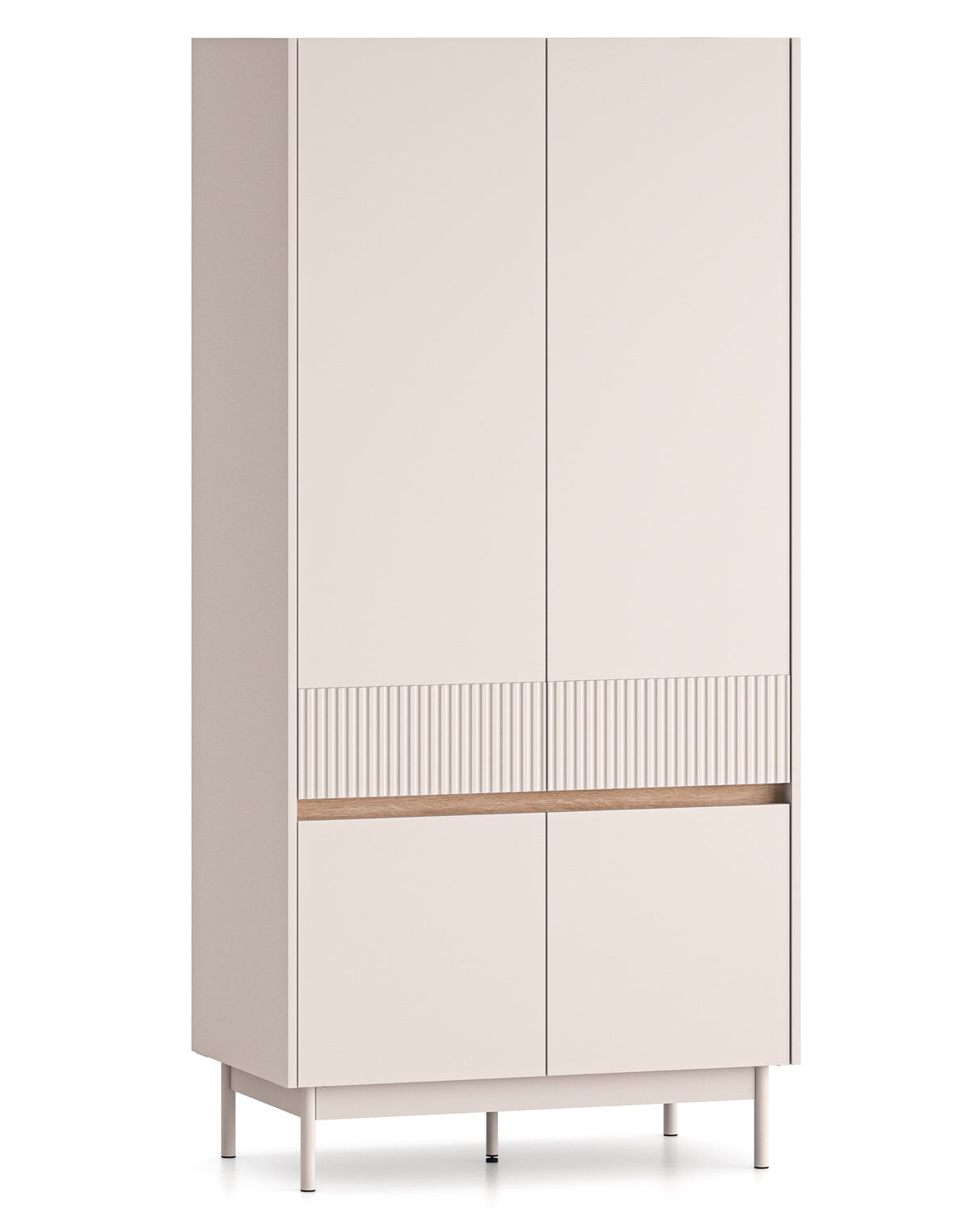 Armoire quatre portes Dunea 92 cm cachemire/chêne