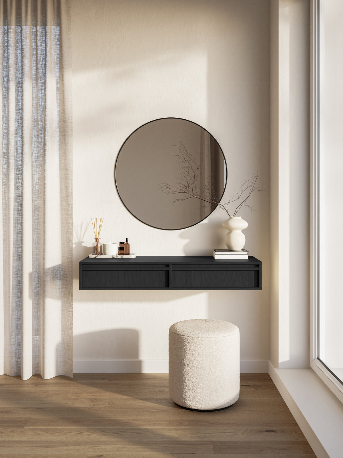 Toilette Evo suspendue avec tiroirs 110 cm Noir