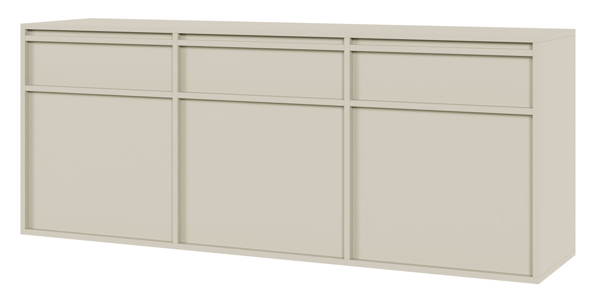 Commode suspendue trois portes Evo avec tiroirs 154 cm cachemire