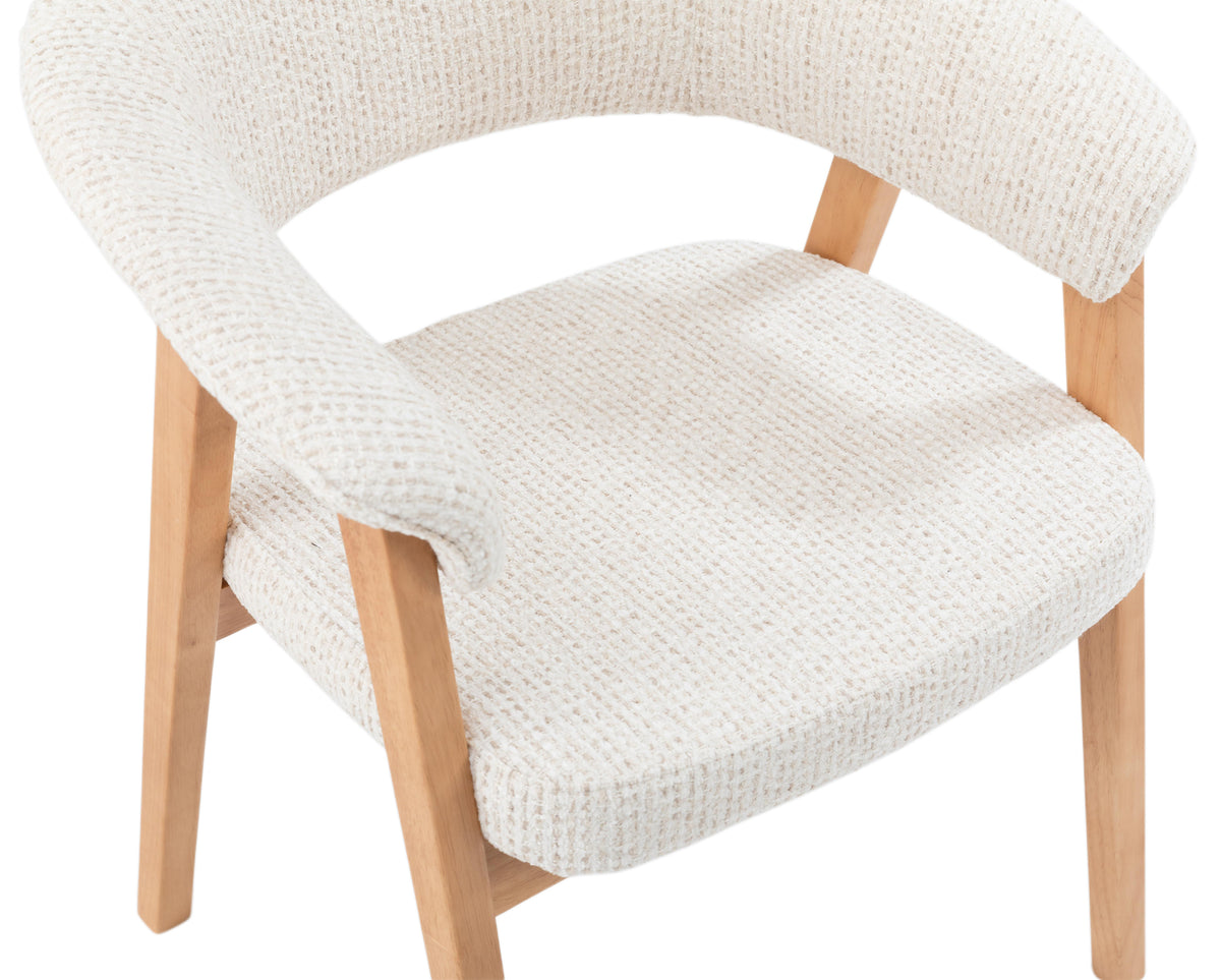 Holzstuhl für das Esszimmer Nux hellbeiger Chenille/Eiche natur