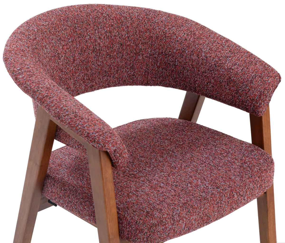 Chaise en bois pour salle à manger Nux bouclé bordeaux/noisette