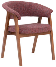Chaise en bois pour salle à manger Nux bouclé bordeaux/noisette