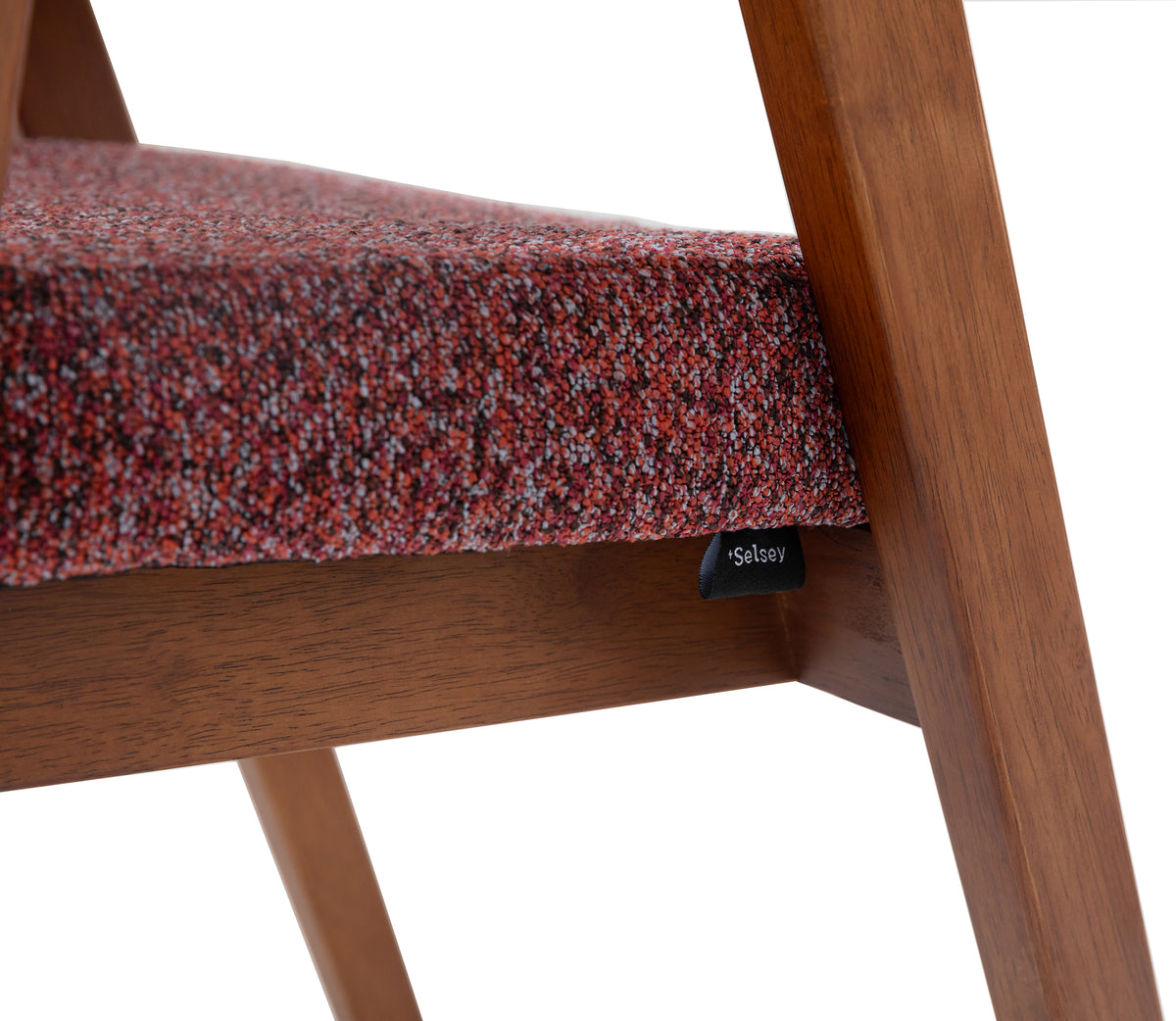 Chaise en bois pour salle à manger Nux bouclé bordeaux/noisette