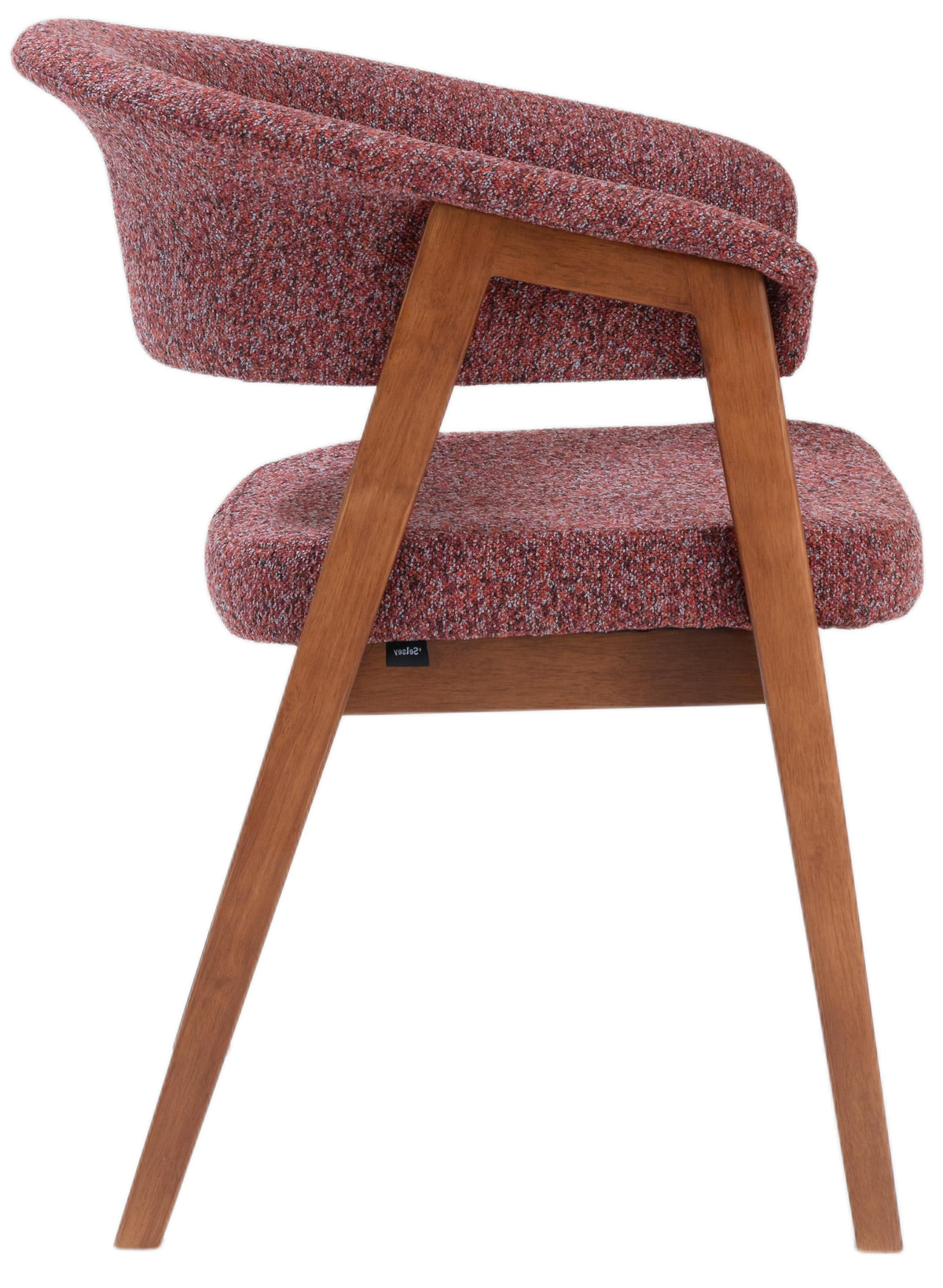 Chaise en bois pour salle à manger Nux bouclé bordeaux/noisette