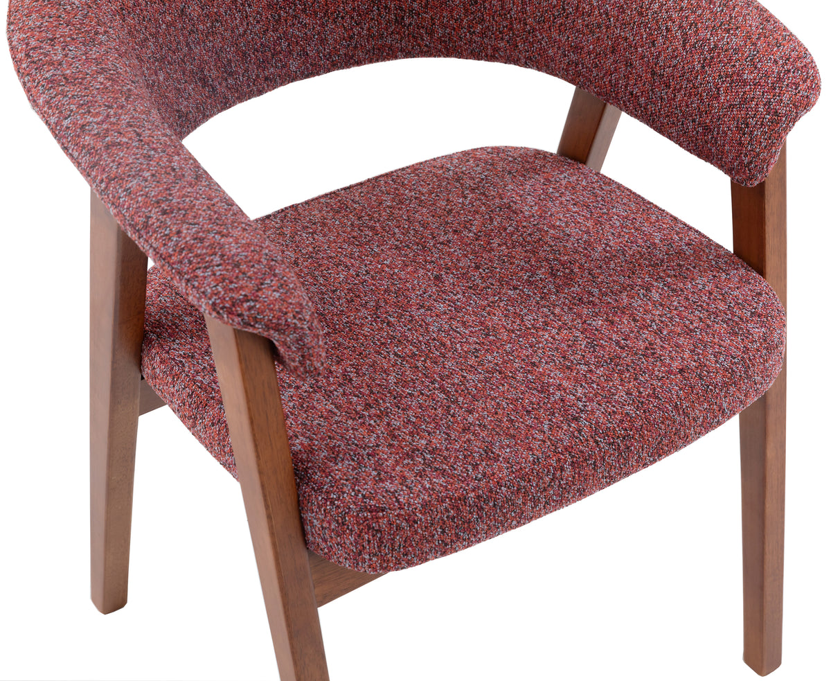 Chaise en bois pour salle à manger Nux bouclé bordeaux/noisette