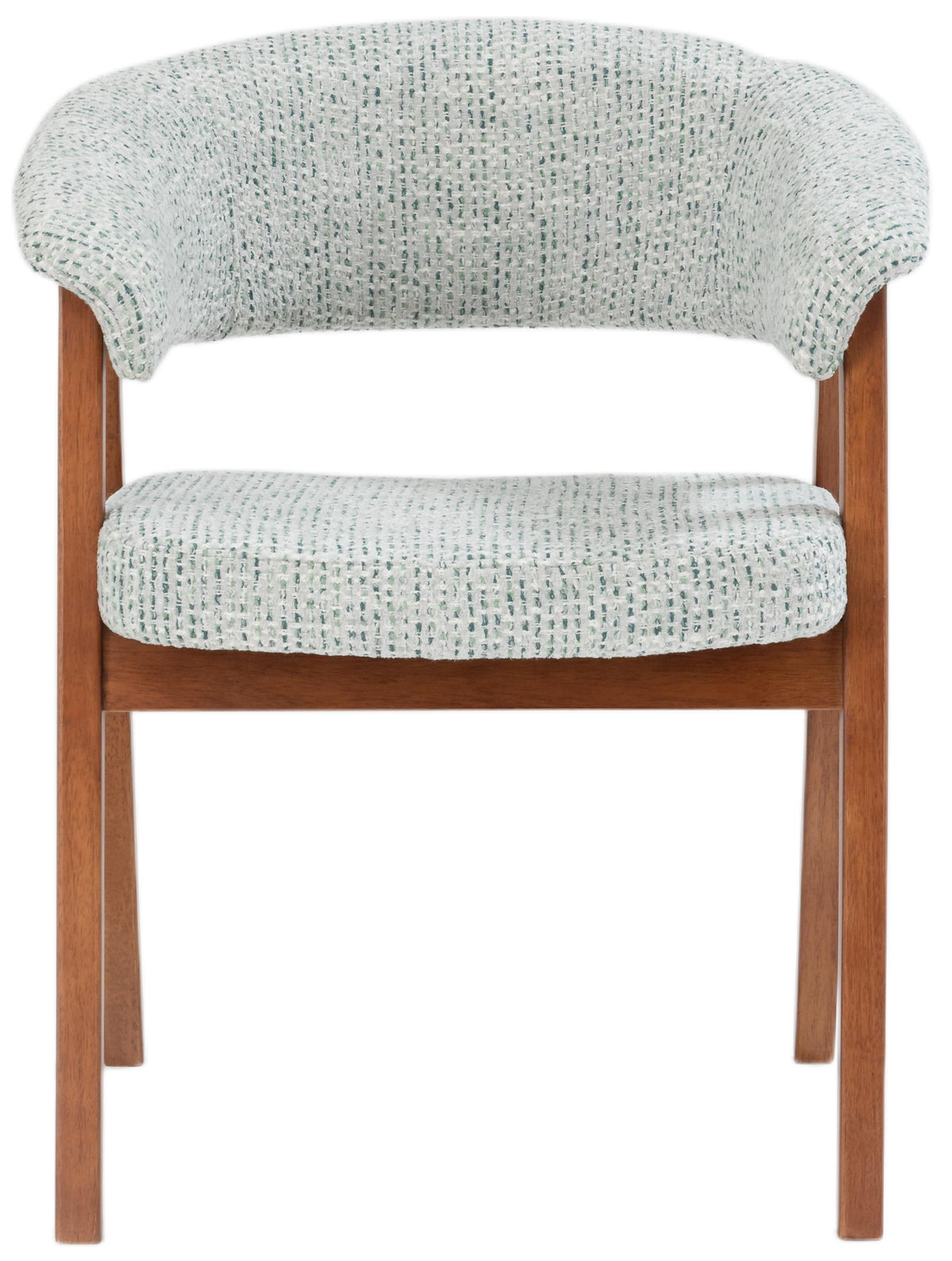 Chaise en bois pour salle à manger Nux en chenille vert clair/noisette