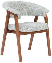 Chaise en bois pour salle à manger Nux en chenille vert clair/noisette