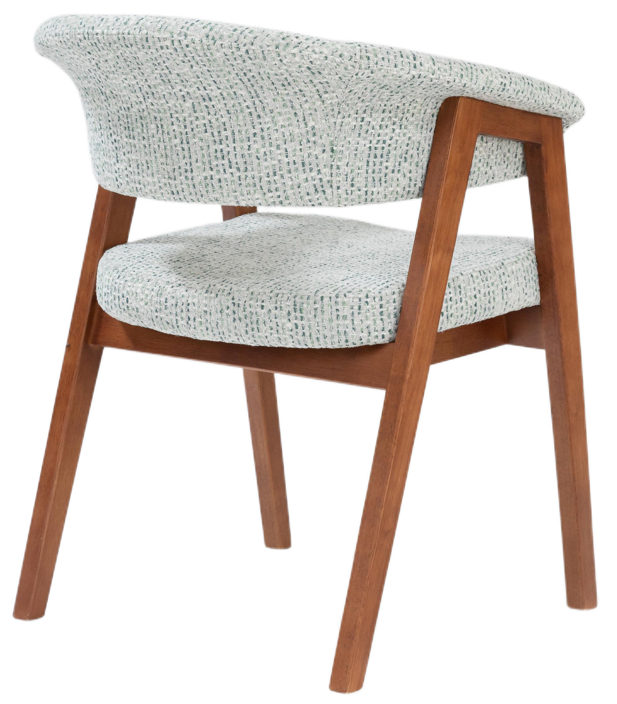 Chaise en bois pour salle à manger Nux en chenille vert clair/noisette