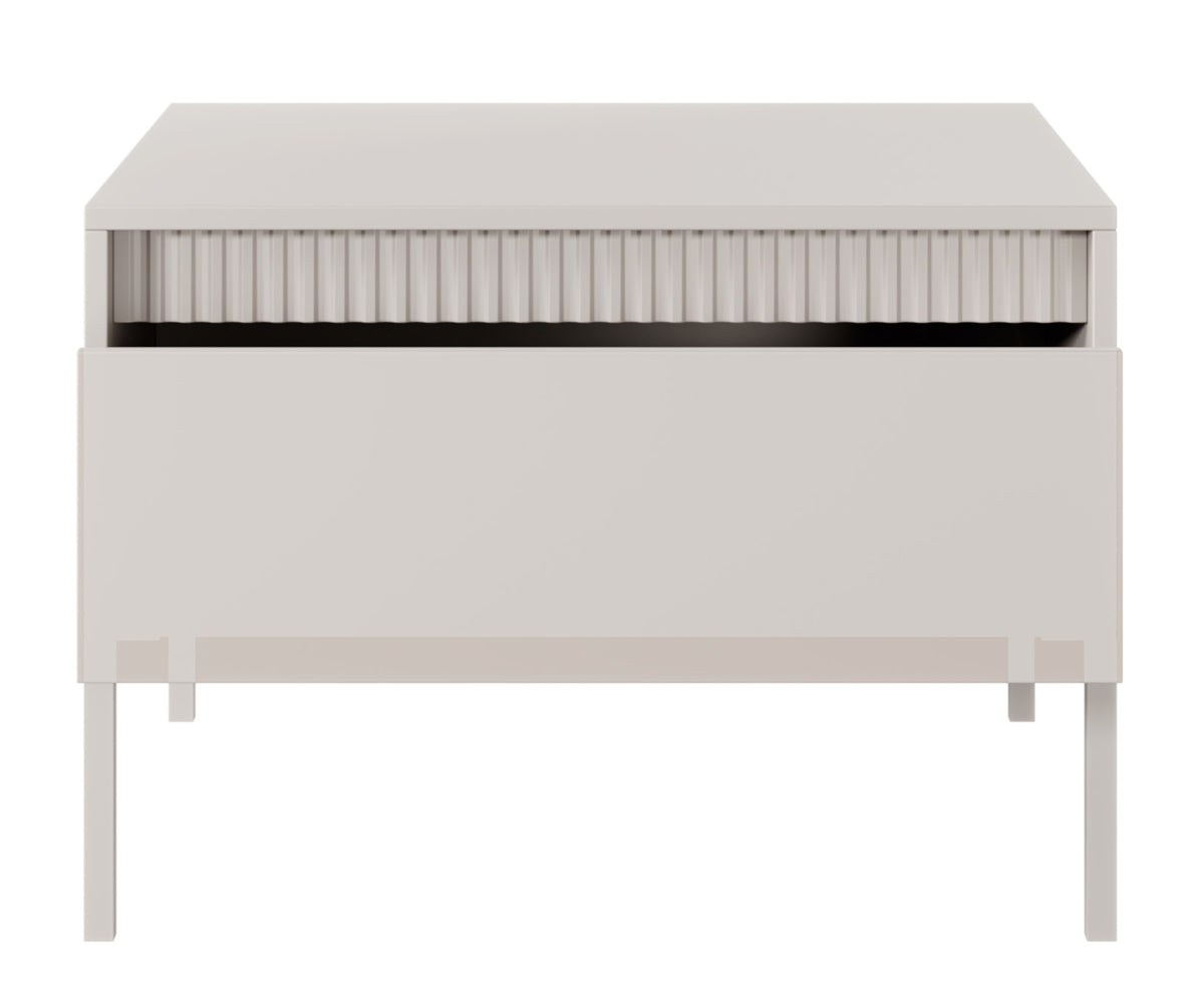 Falsetto Couchtisch mit Schublade und geriffelter Front 68x68 cm beige