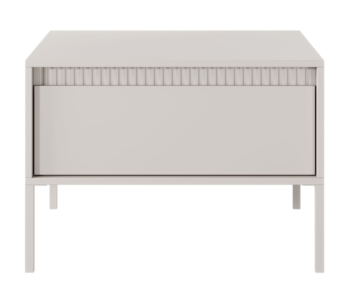 Falsetto Couchtisch mit Schublade und geriffelter Front 68x68 cm beige