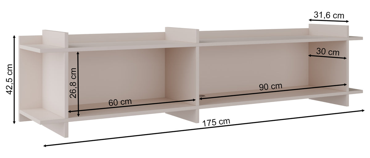Meuble TV Fencey sur pied et suspendu 175 cm cachemire