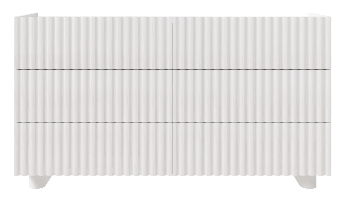 Kommode mit sechs Schubladen Fiorra 147 cm weiß Hochglanz