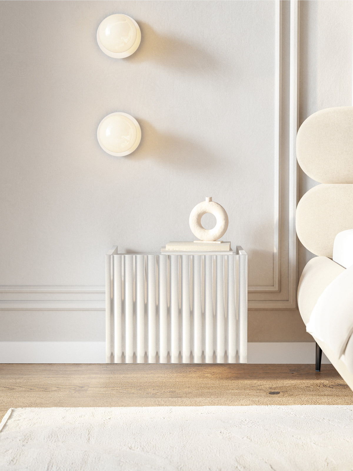 Table de chevet Fiorra suspendue 48 cm blanc brillant