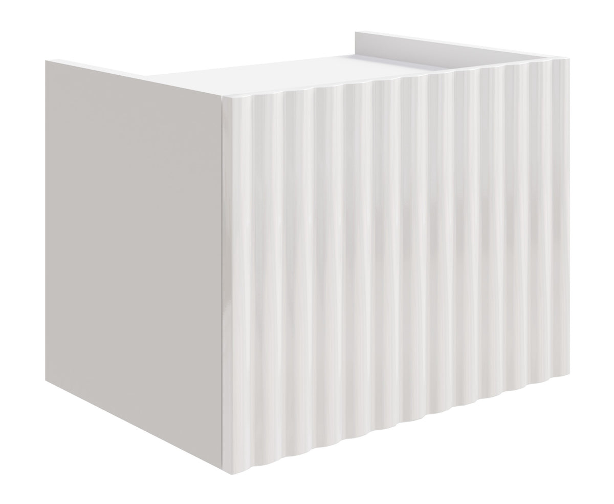 Table de chevet Fiorra suspendue 48 cm blanc brillant