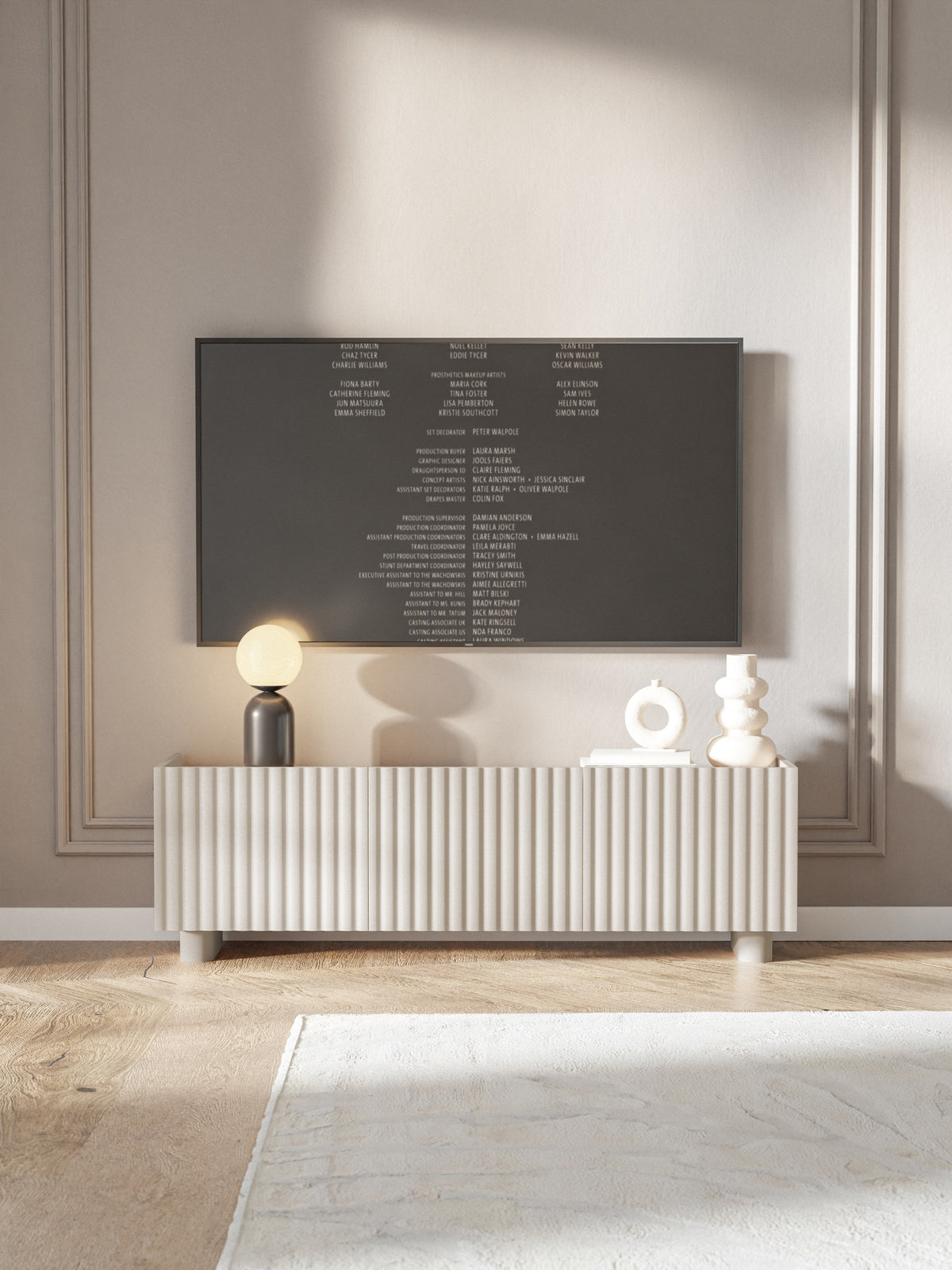 Meuble TV trois portes Fiorra 144 cm cachemire