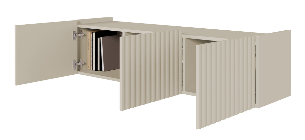 Meuble TV suspendu Fiorra trois portes 144 cm cachemire