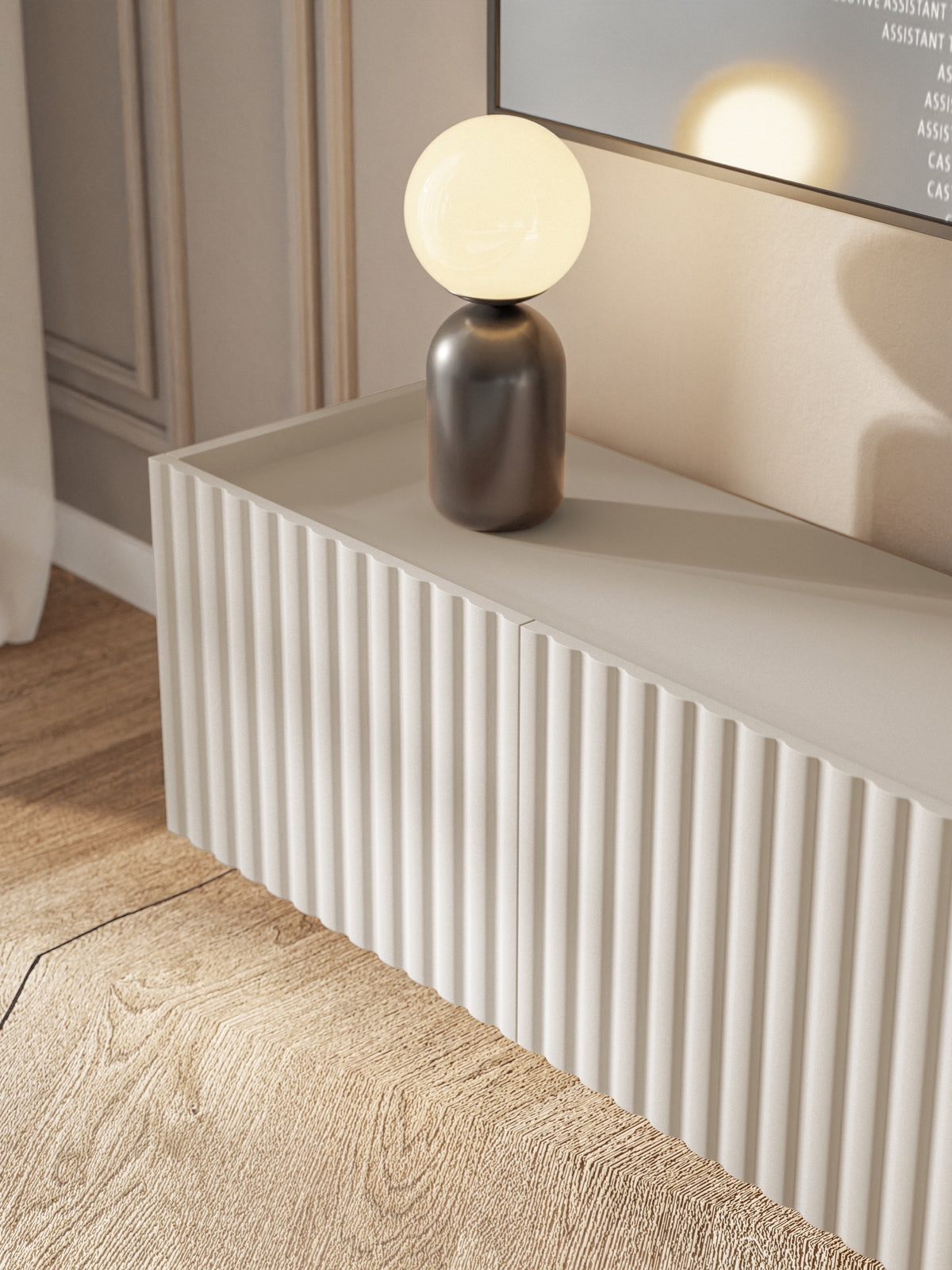 Meuble TV suspendu Fiorra trois portes 144 cm cachemire