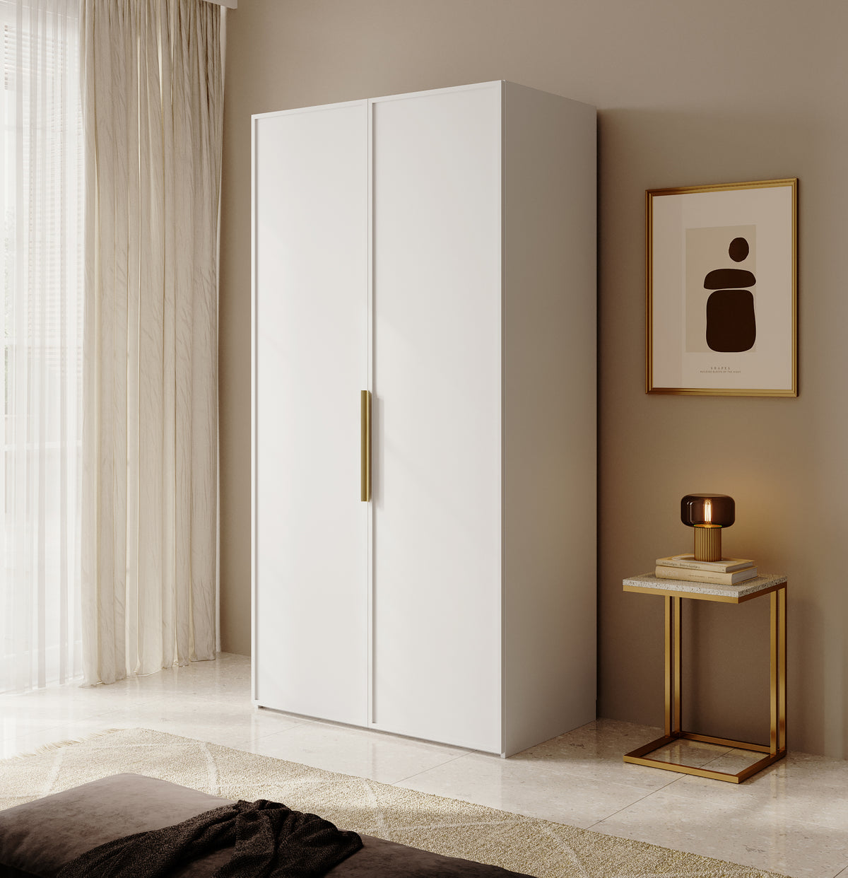 Armoire deux portes Frame avec tringle 100 cm Blanche