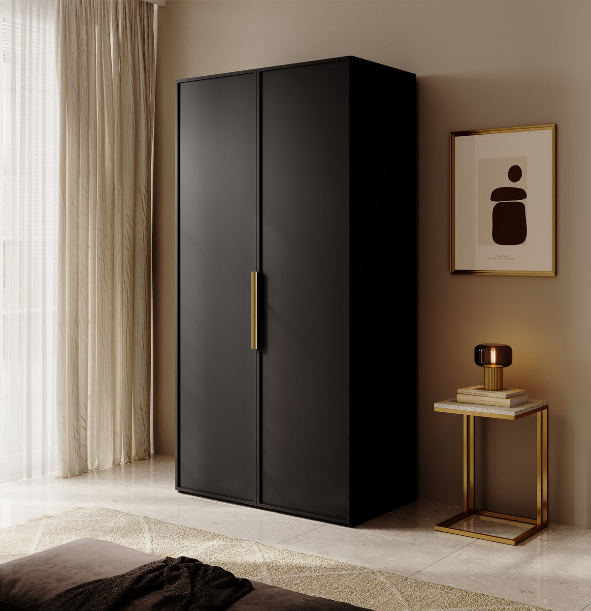 Armoire deux portes Frame avec tringle 100 cm Noir