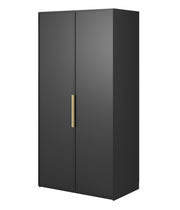 Zweiflügeliger Kleiderschrank Frame mit Kleiderstange, Regalen und Schubladencontainer 100 cm Schwarz
