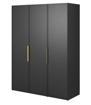Drehtürenschrank Frame mit langer Kleiderstange, sieben Regalböden und Container, 150 cm, Schwarz