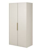 Zweiflügeliger Frame-Kleiderschrank mit 100 cm Kleiderstange, Grau-Beige