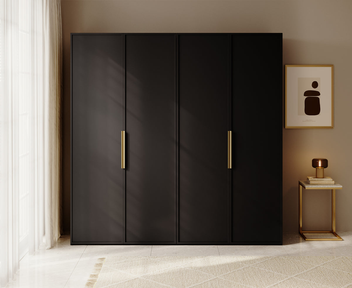 Armoire quatre portes Frame avec deux tringles 200 cm Noir