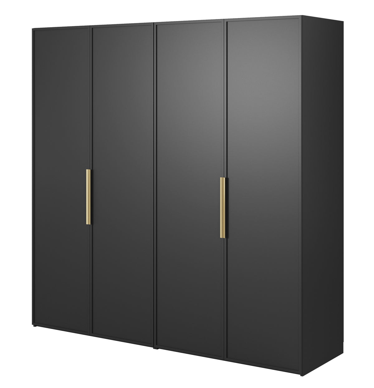 Armoire quatre portes Frame avec deux tringles 200 cm Noir