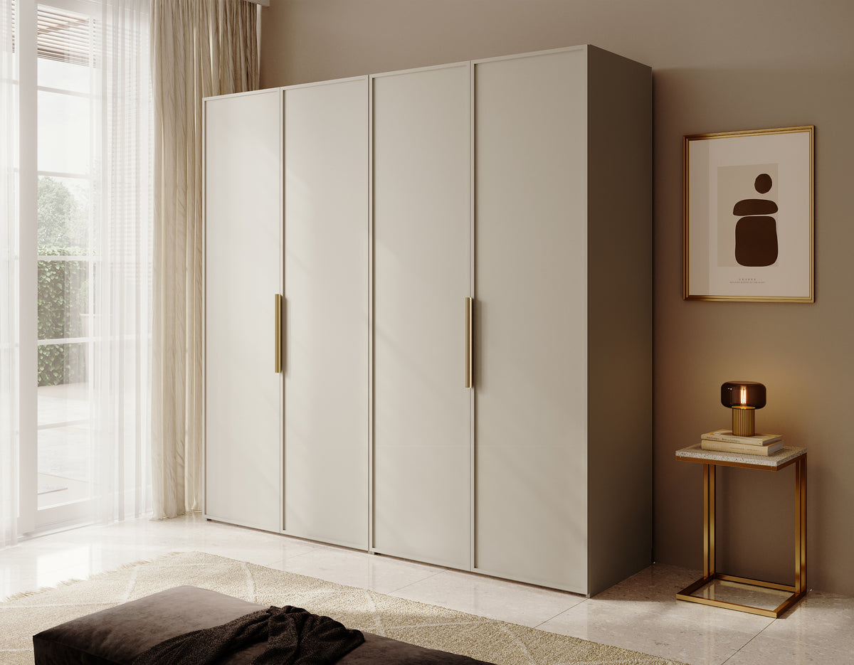 Armoire quatre portes Frame avec deux tringles 200 cm Gris beige