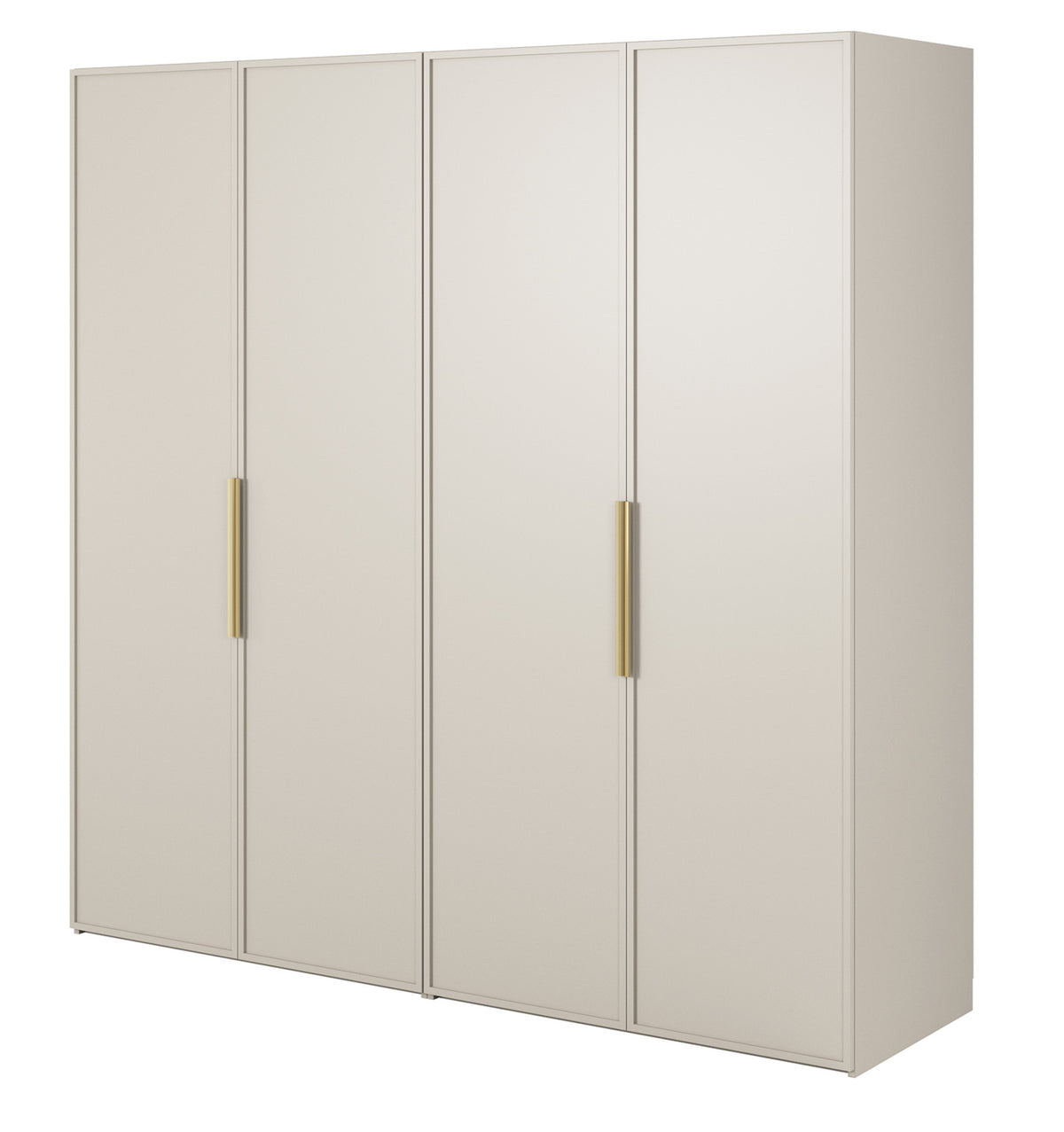 Armoire quatre portes Frame avec deux tringles 200 cm Gris beige