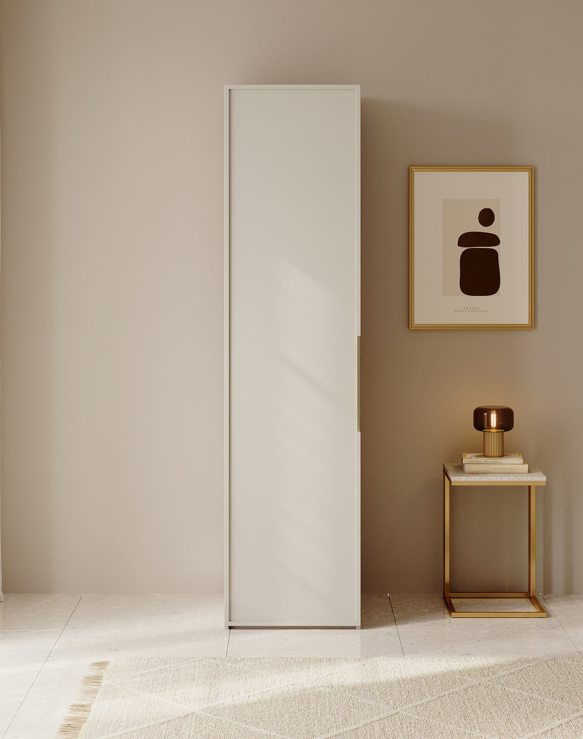 Armoire 1 porte Frame avec étagères 50 cm Gris beige