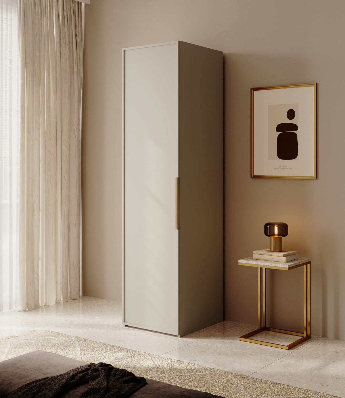 Armoire 1 porte Frame avec tringle 50 cm Gris beige