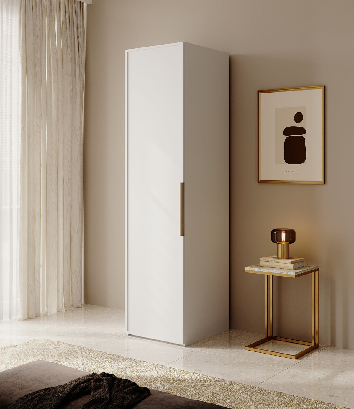 Armoire une porte Frame avec tringle 50 cm Blanche