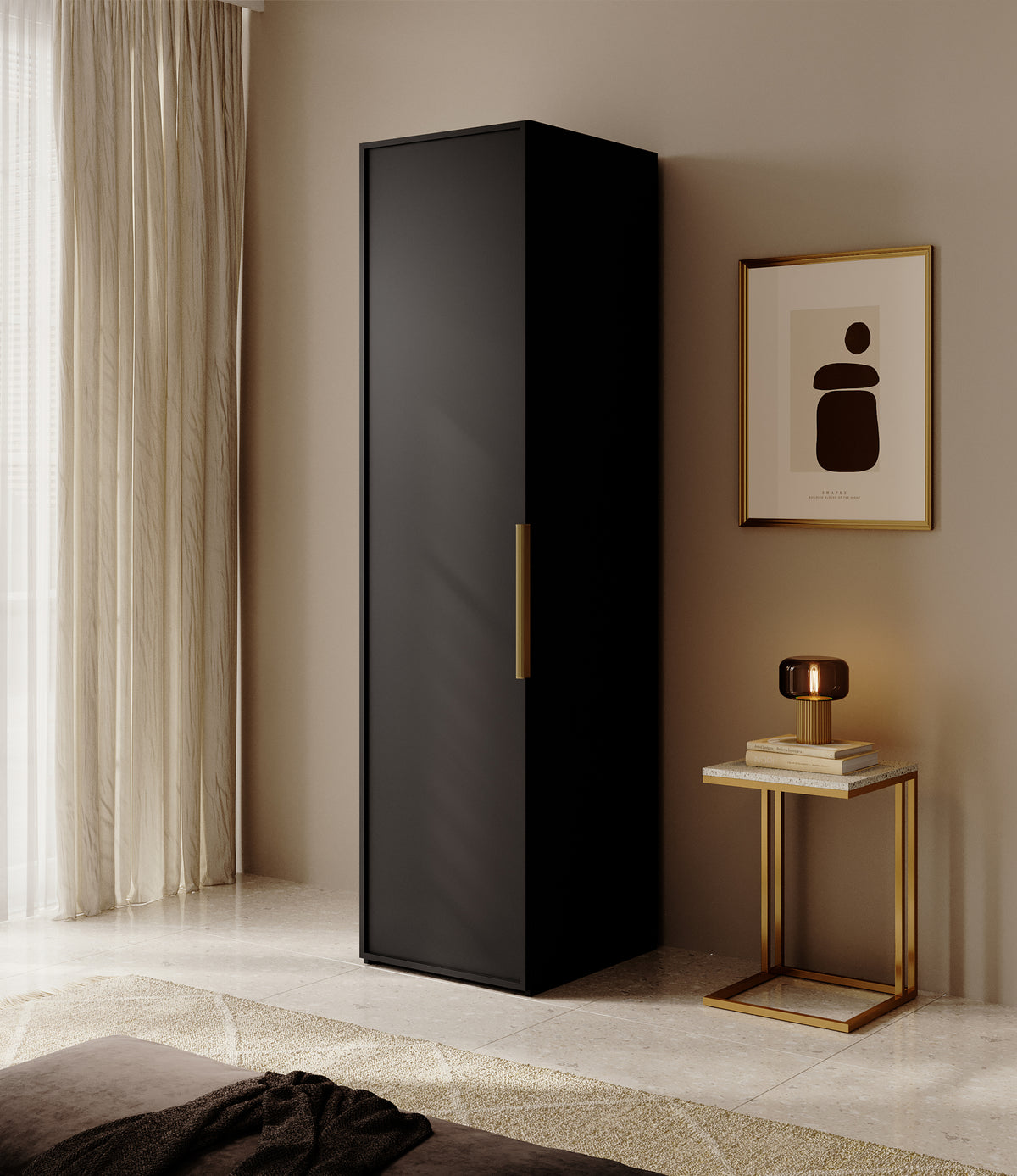 Armoire une porte Frame avec tringle 50 cm Noire