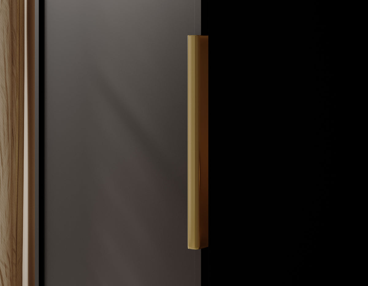 Einzeltüriger Frame-Schrank mit 50 cm Kleiderstange, Schwarz
