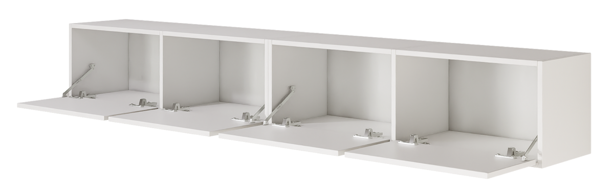 Meuble TV suspendu Framme avec quatre portes rabattables 200 cm blanc