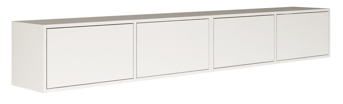 Meuble TV suspendu Framme avec quatre portes rabattables 200 cm blanc