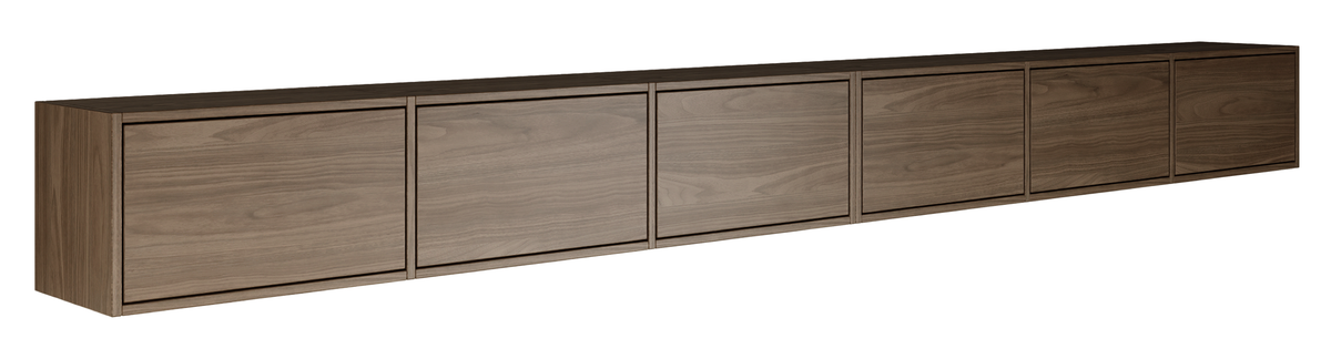 Meuble TV Framme suspendu avec six portes battantes 300 cm noyer Wisconsin