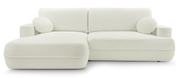 Canapé d'angle avec fonction couchage Fuerro en L, côté gauche, avec rangement, blanc en rotin hydrofuge