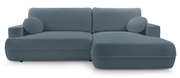 Canapé d'angle convertible Fuerro en L, côté droit, avec coffre de rangement, bleu clair, tissage hydrofuge