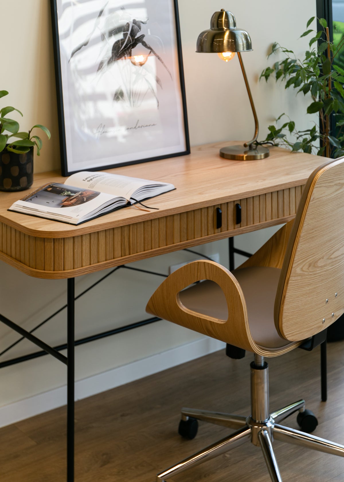 Bureau Gativel 120x60 cm lamelles chêne naturel