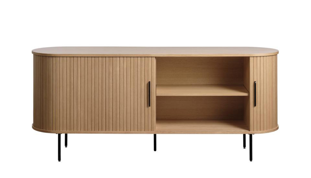 Commode Gativel lamelles 180 cm chêne naturel
